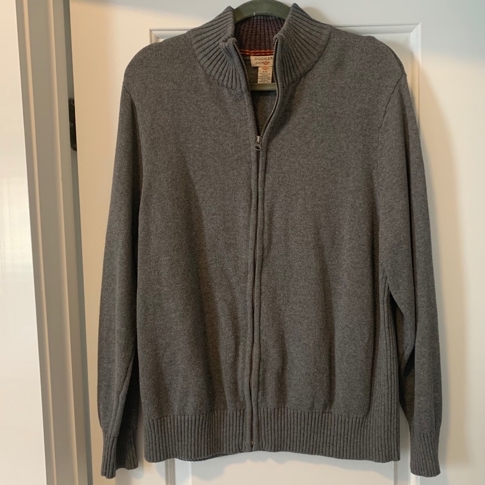 Dockers Gray Zip Up Sweater